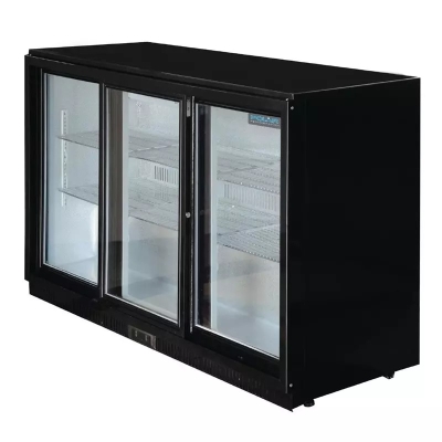 ARRIÈRE-BAR TROIS PORTES COULISSANTES SÉRIE G NOIR 320L
